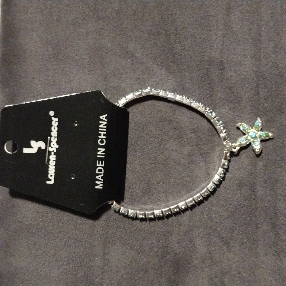 🦋 Genuine Crystals Blue And Green Crystal Starfish Bracelet - Picture 3 of 4